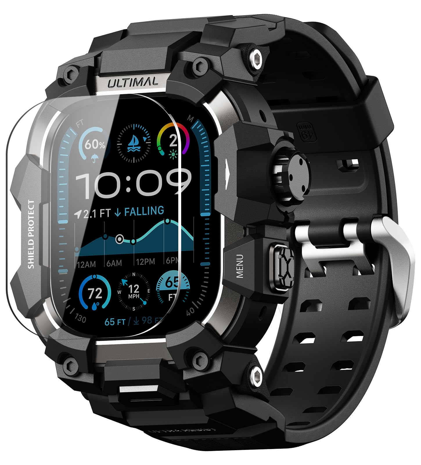 ❤ULTIMAL ケース iPhone 14 Pro 6.1インチ❤ ULTIMAL Rugged Case with Band for Apple Watch Band 45mm,Compatible